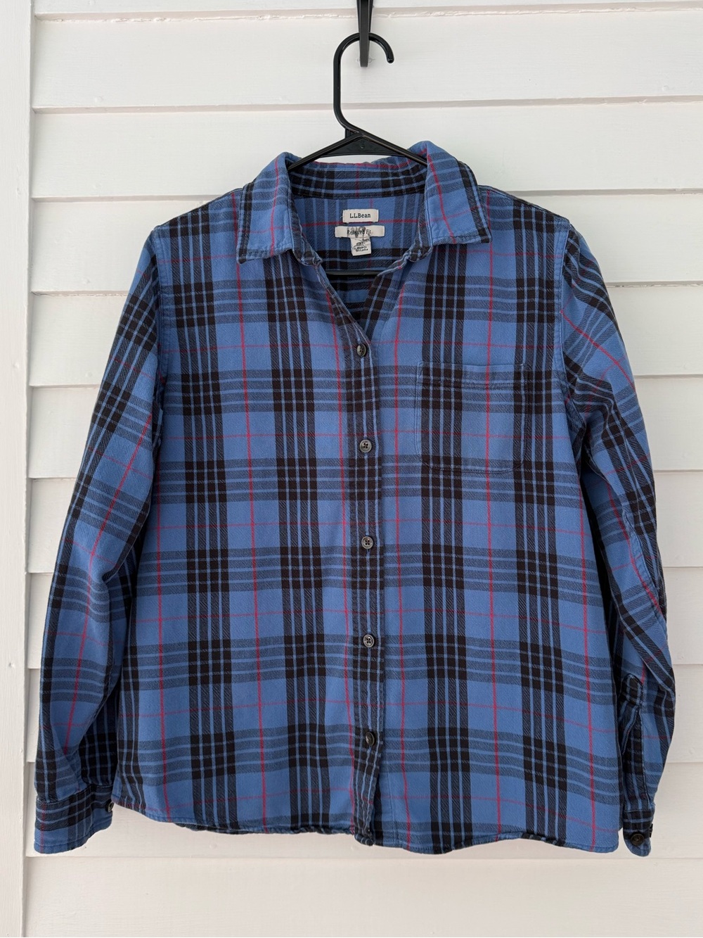 L.L.Bean | Plaid Flannel Shirt Blue Relaxed Fit Button Down Size Medium